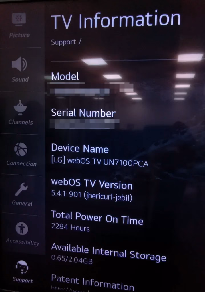 check the webOS version on LG TV