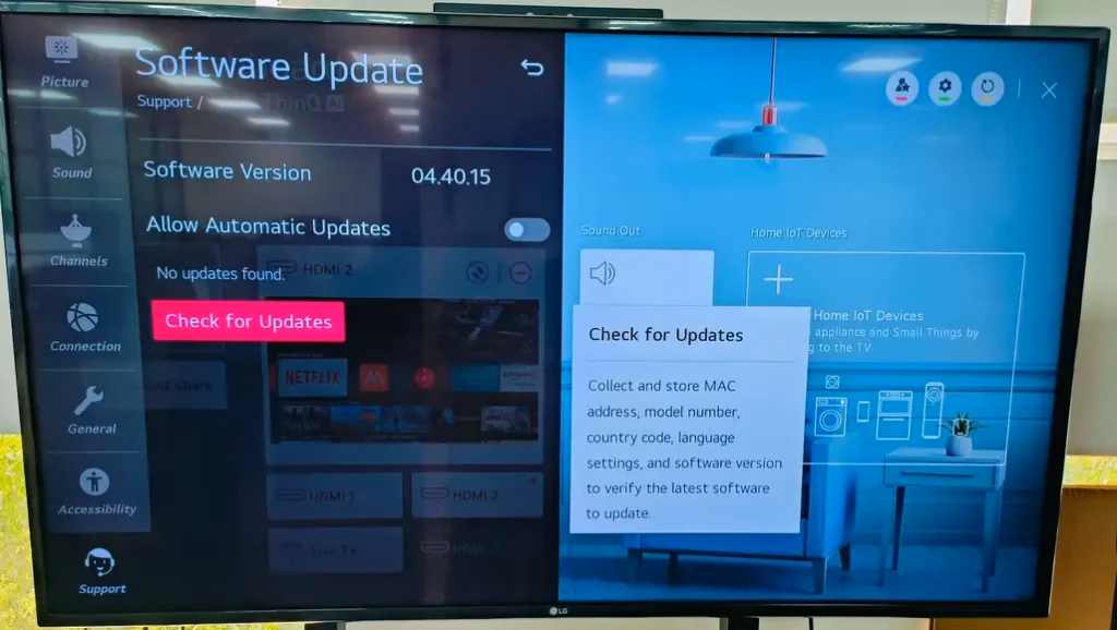 choose Check for Updates on LG TV