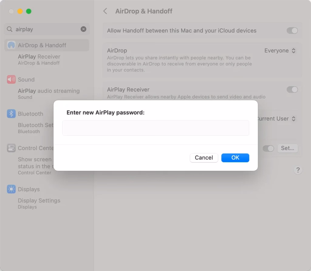 set a AirPlay password