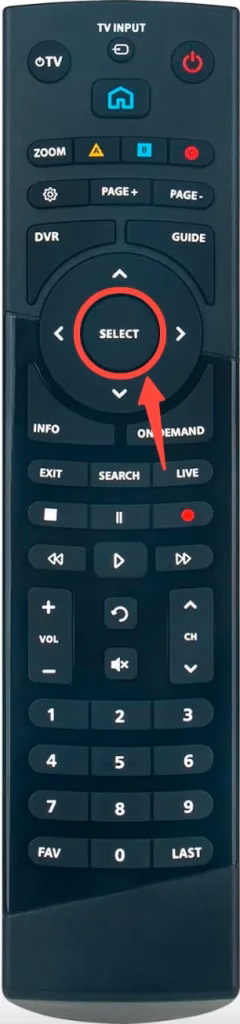 Select button on Altice Optimum Remote