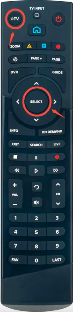 Select button and TV Power button