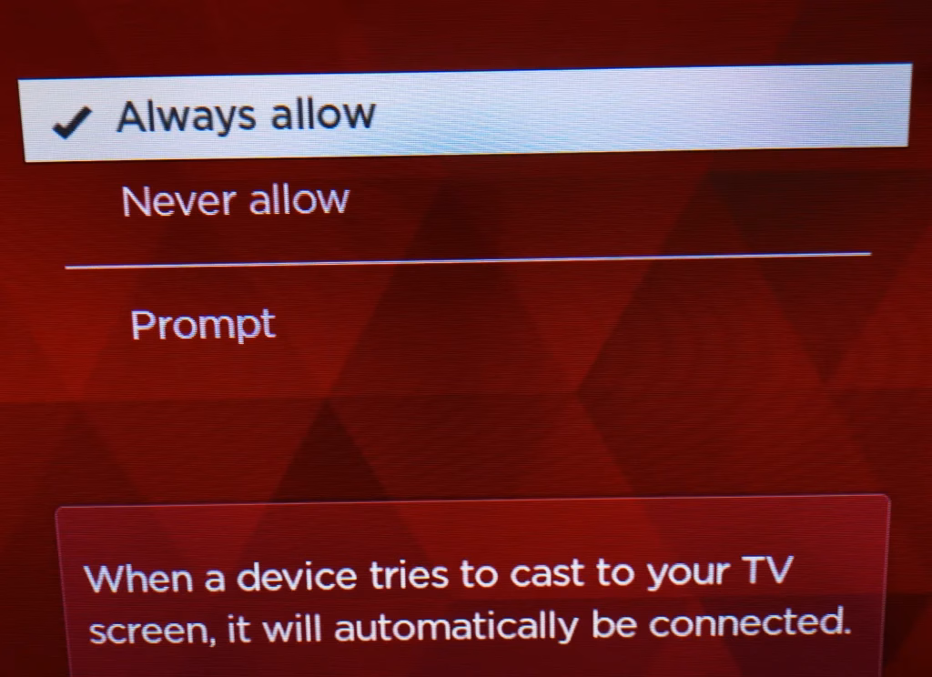 Roku TV Always Allow Screen Mirroring