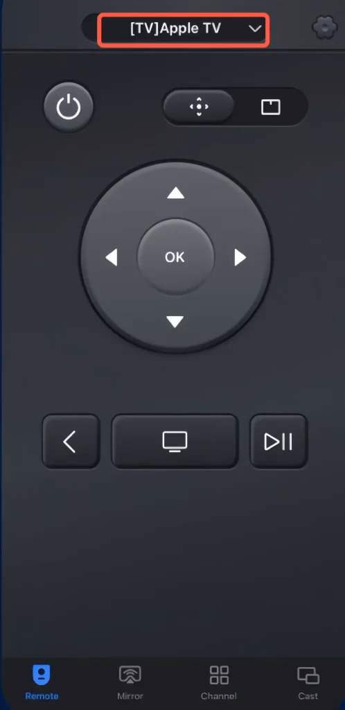 pairing entry of Universal Apple TV Remote App