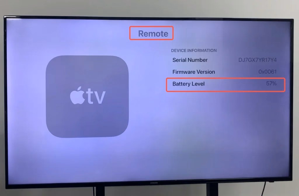 Battery Level shown on the Remote interface