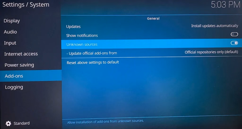 turn on Unknown sources