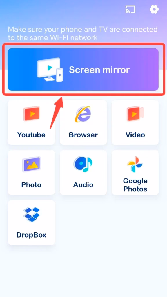 Screen mirroring button