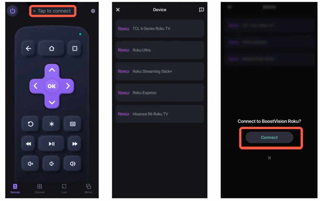 connect remote app to a TV