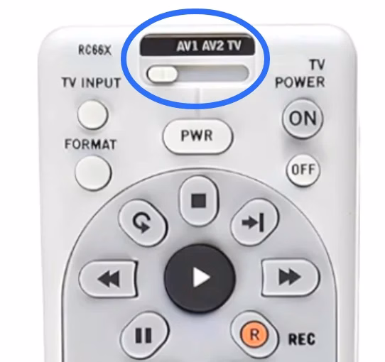 the mode switch on the remote
