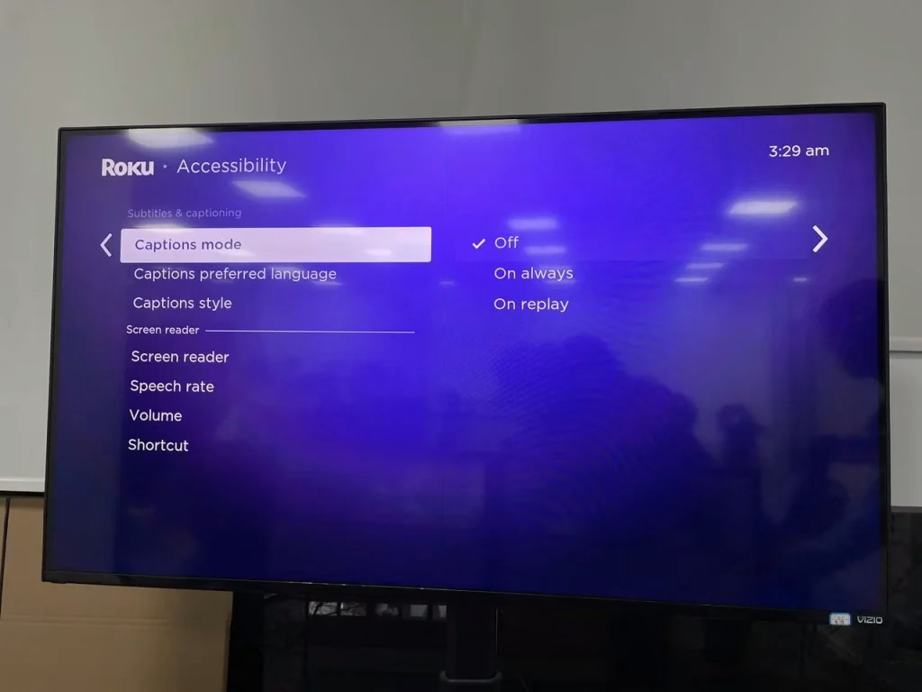 set Captions mode to On always