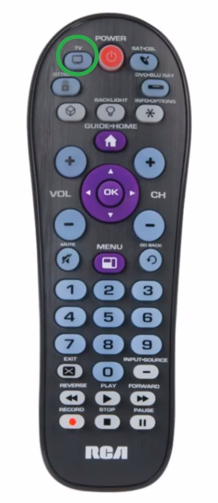 the TV button on the RCA universal remote