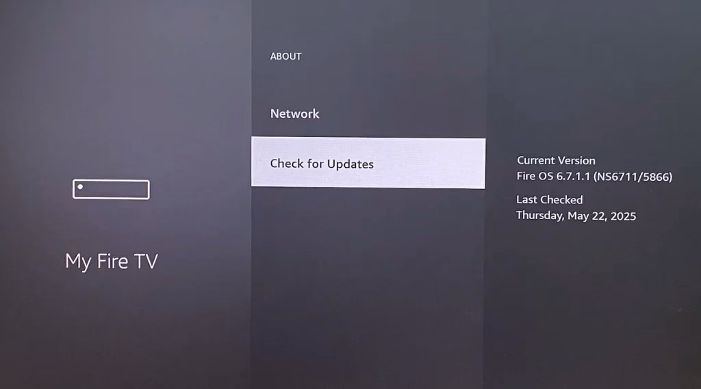 check for updates on Fire TV