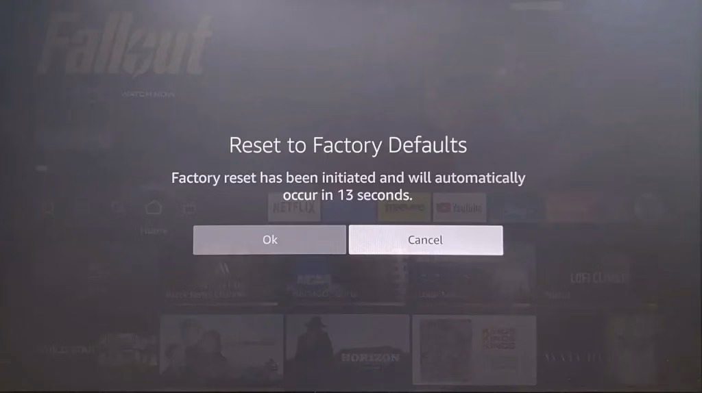 Reset message on FireStick