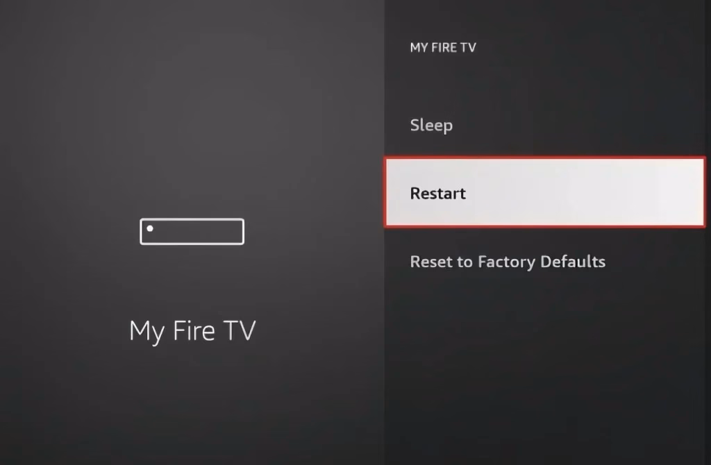 Restart option on Fire TV