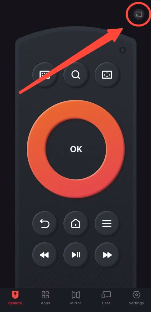 Pairing entry on the Fire TV remote app