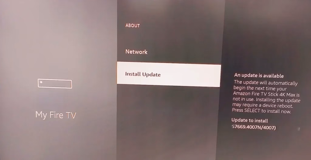 choose to install an update on Firestick