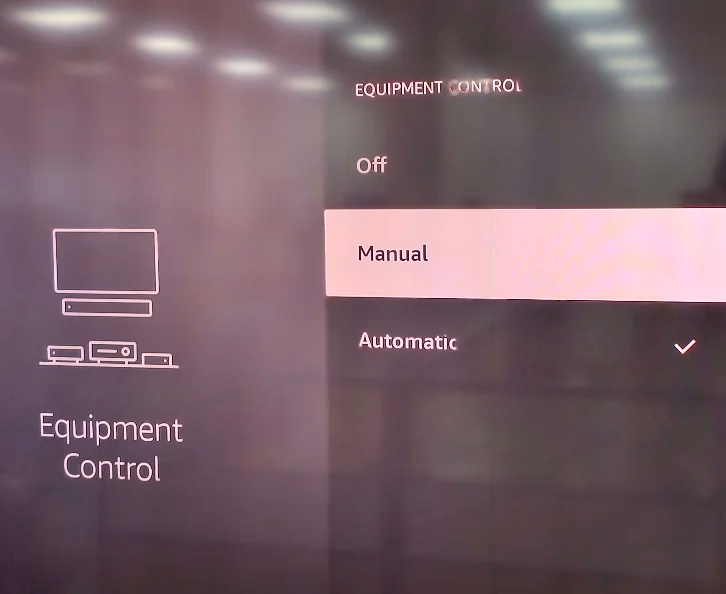 set Equipment Control to manual mode