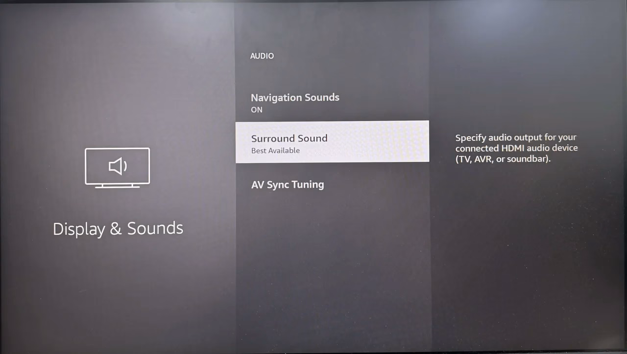 Audio settings on Fire TV