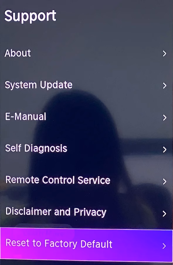 choose Factory Reset on Hisense TV