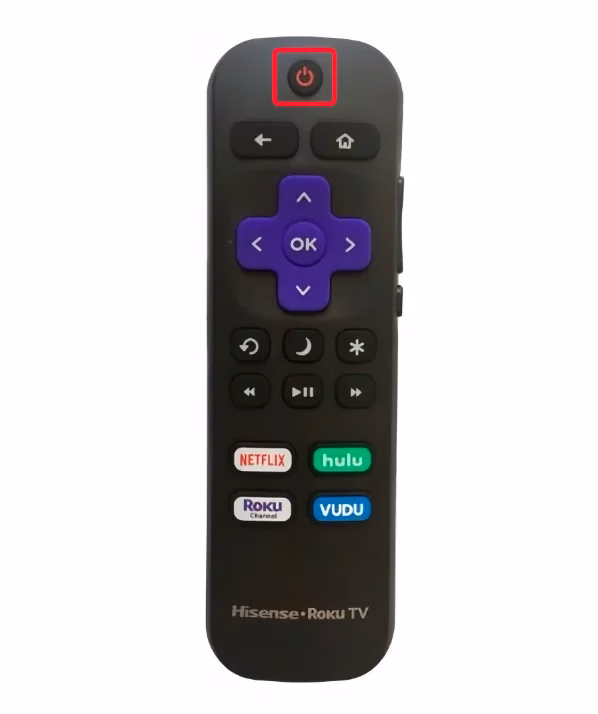Power button on Hisense Roku TV remote