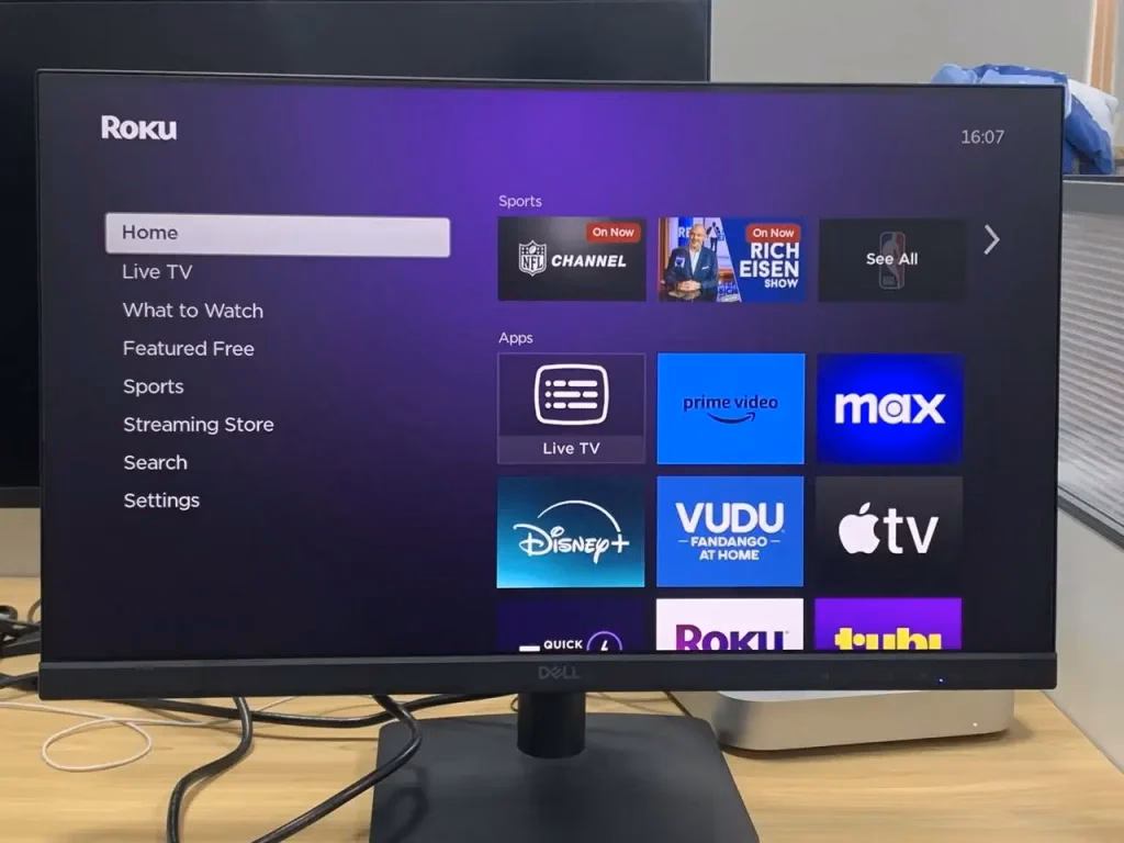 Streaming Channels of the home interface on Roku TV