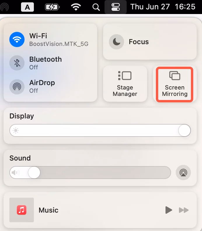 enable Screen Mirroring on Mac