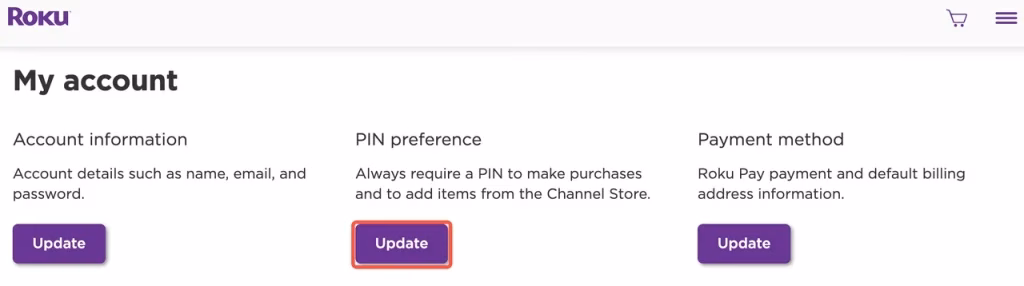 choose to update PIN preference