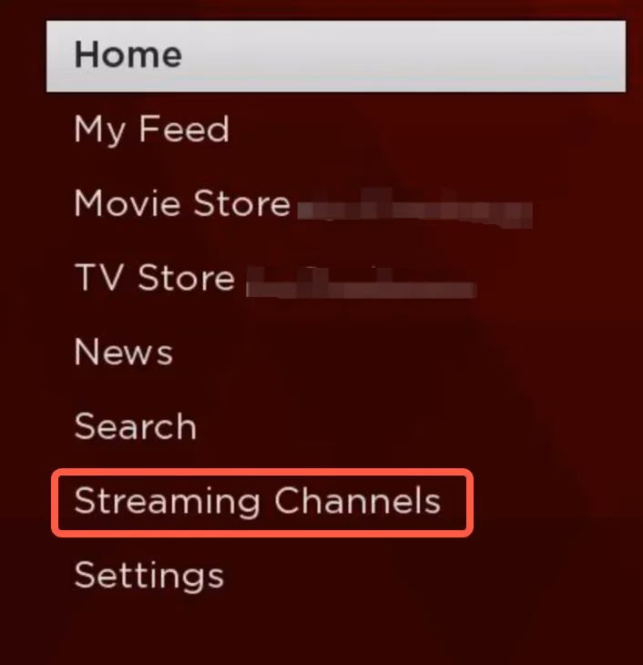 choose Streaming Channels on Roku screen