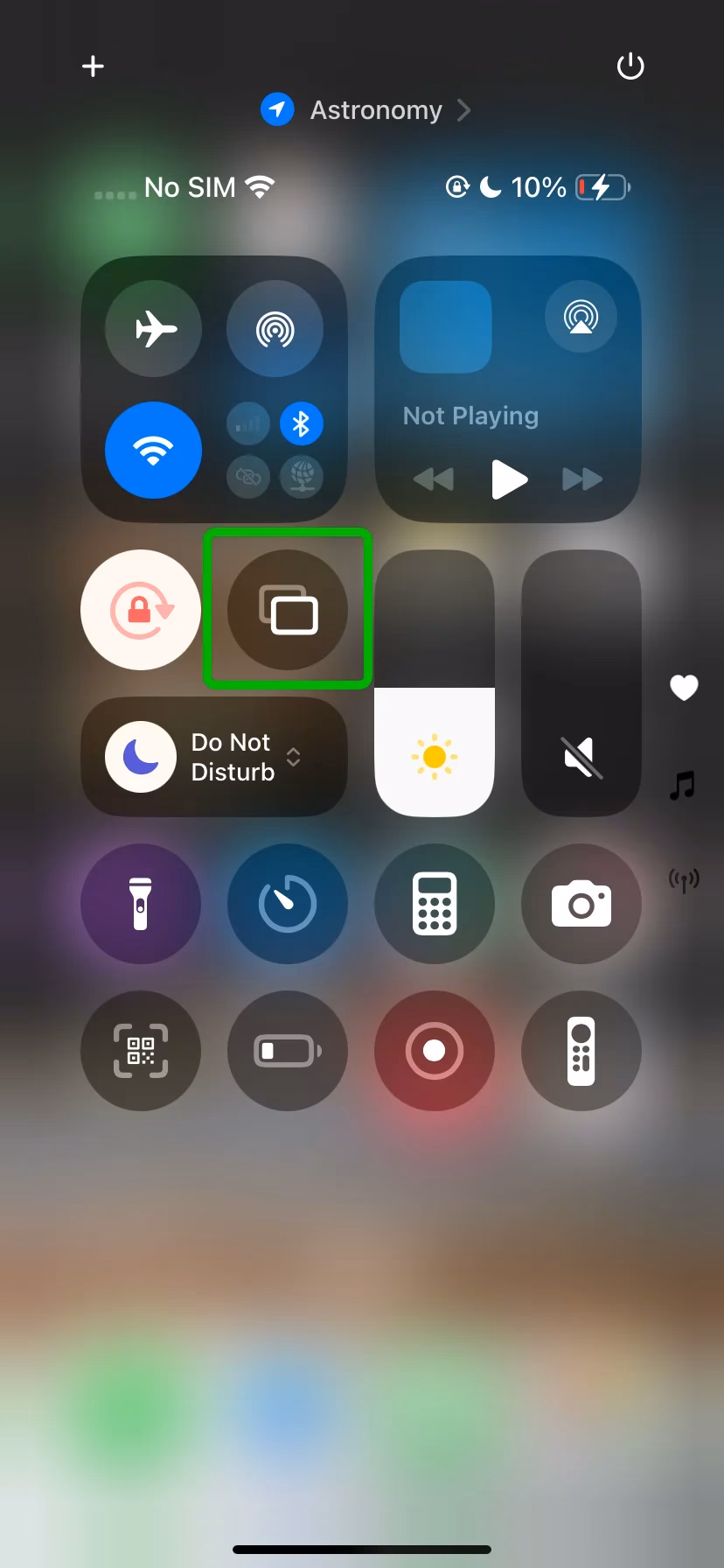Screen Mirroring in the Control Center