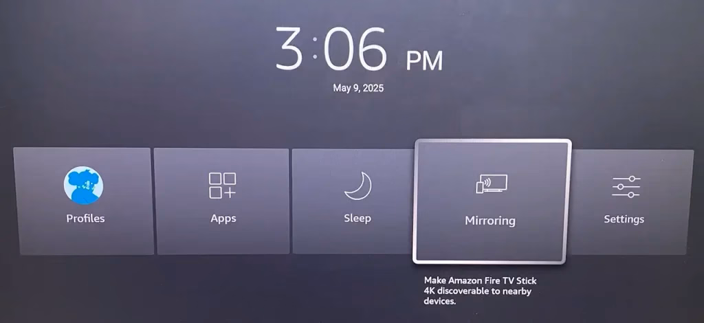 choose Mirroring on Firestick