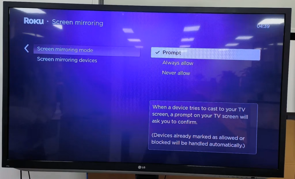 check the network connection on Roku TV