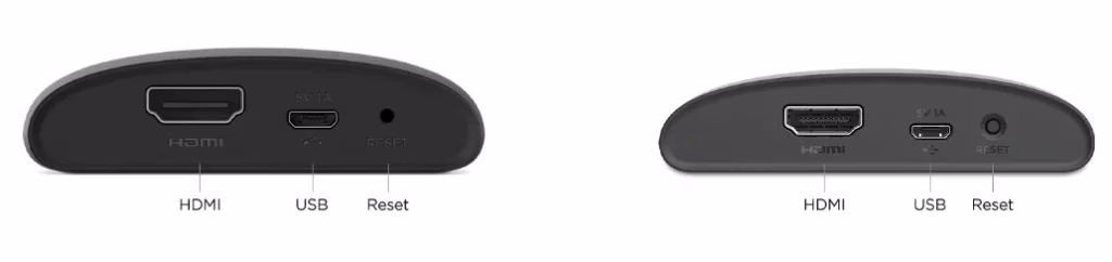 Reset button on the Roku streaming device