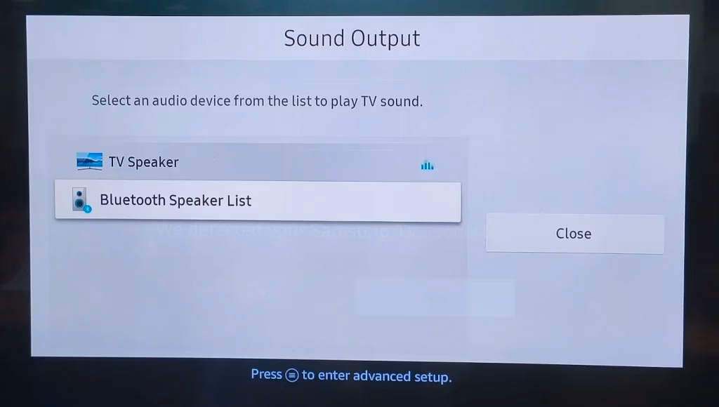 Bluetooth Speaker List on Samsung TV