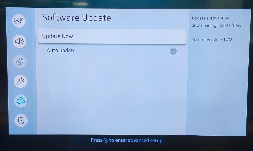 choose Update Now on Samsung TV