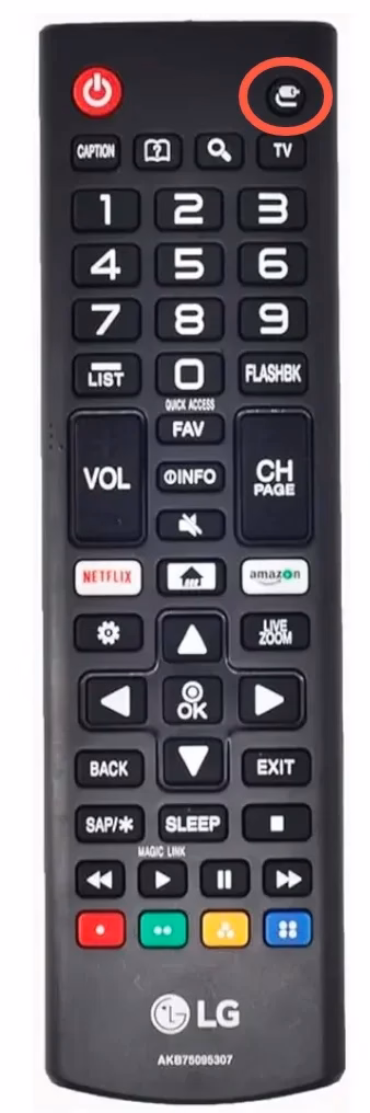 the Input button on the TV remote or app