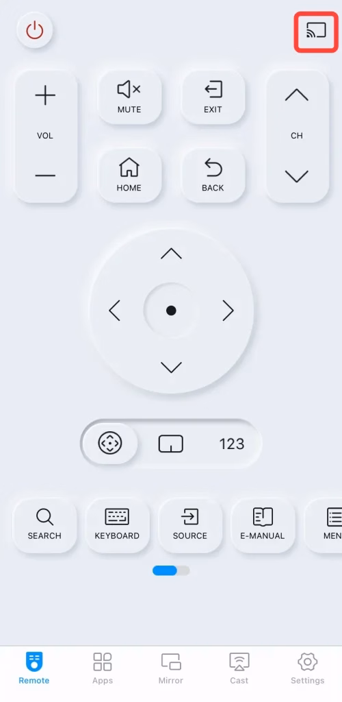 Pairing entry on the Samsung TV remote app