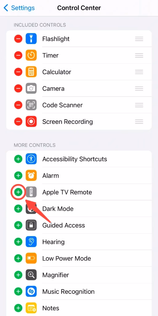 Add Apple TV Remote to Control Center