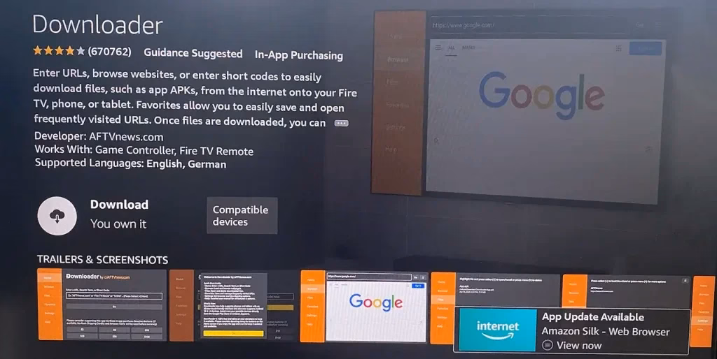find Downloader in Amazon Store