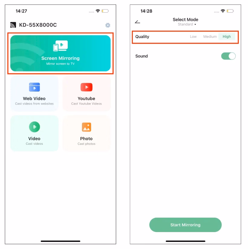 customize the screen mirroring process