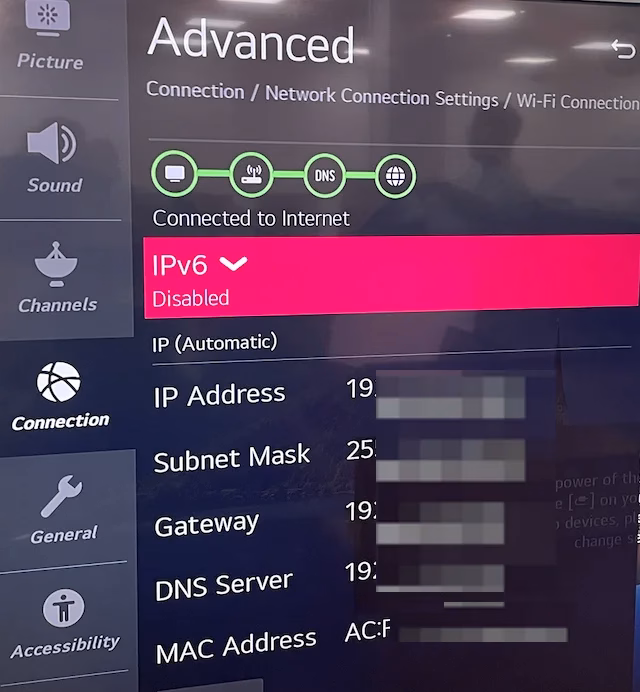 MAC address on Samsung TV