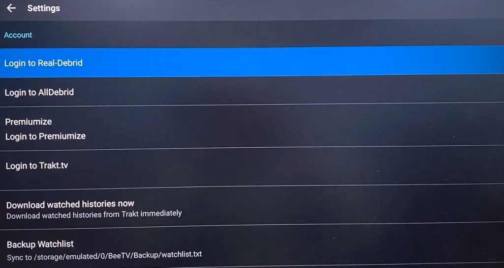 choose Login to Real-Debrid
