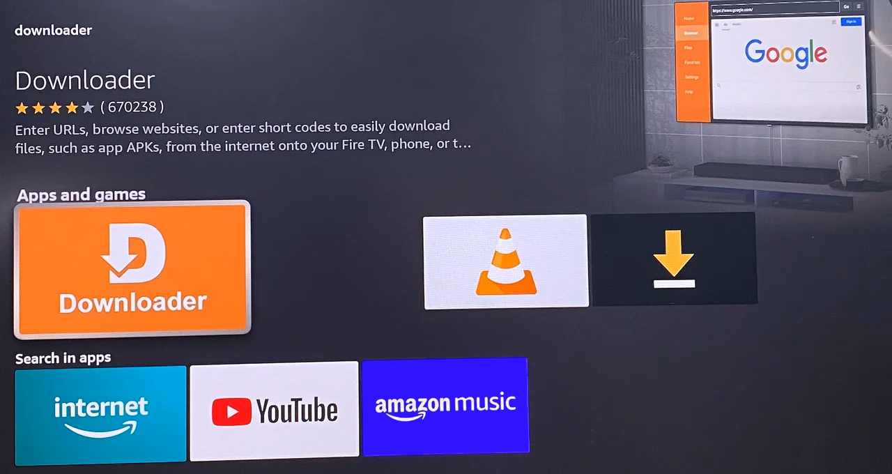 Downloader app on Firestick
