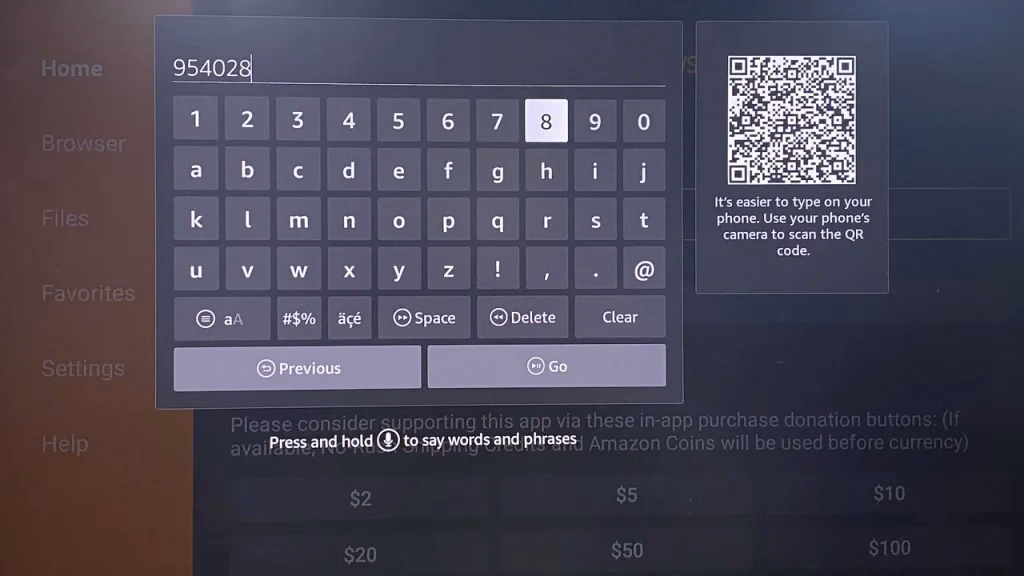 enter 954028 into the Downloader box