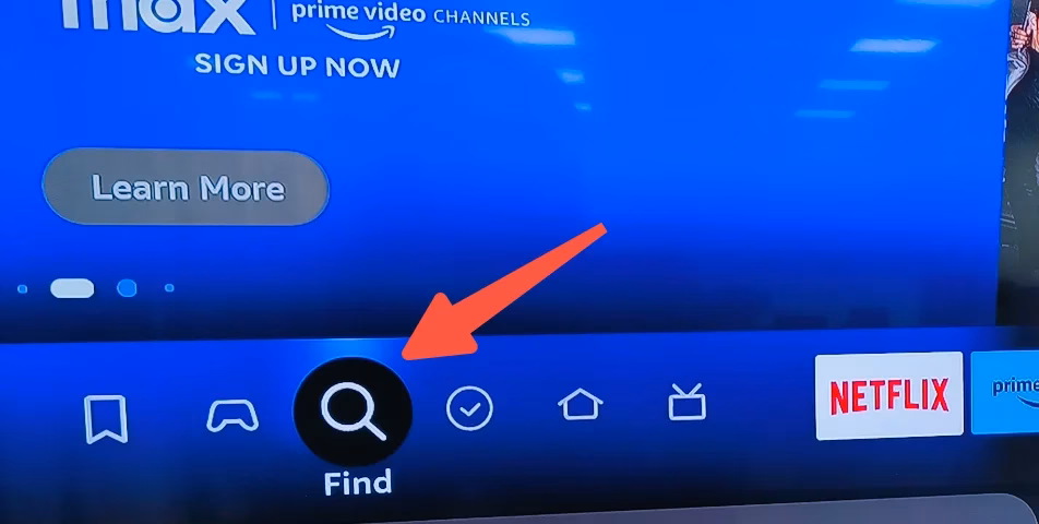 locate the Find option on Firestick
