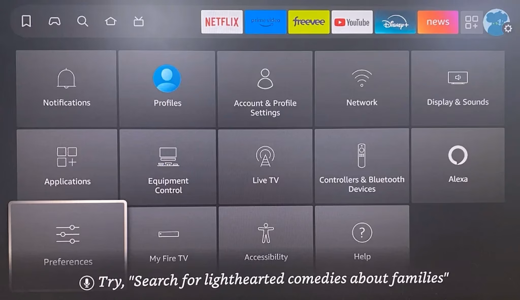 choose Preferences on Firestick