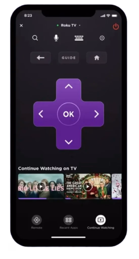 the Roku mobile app