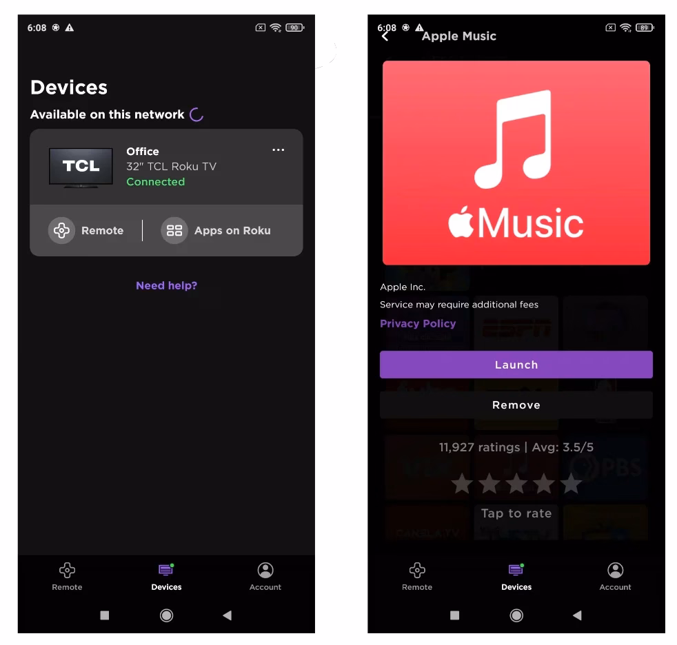 remove Roku channels using the Roku mobile app