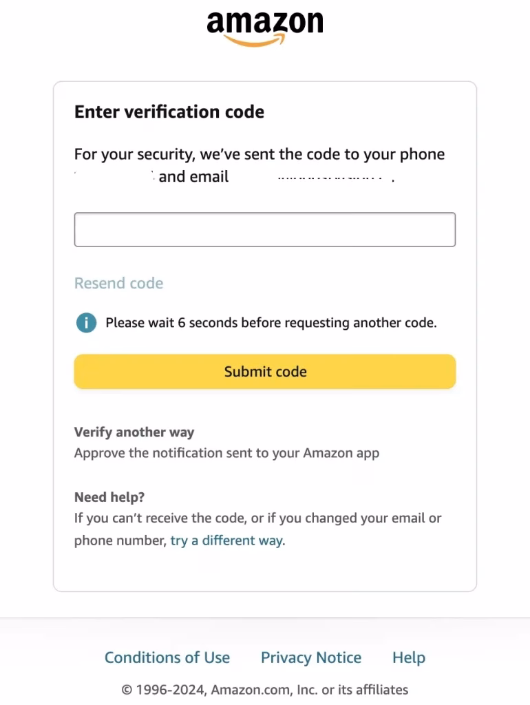 Verification code page