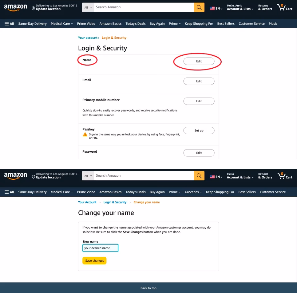 Change your account settings on the Amazon website