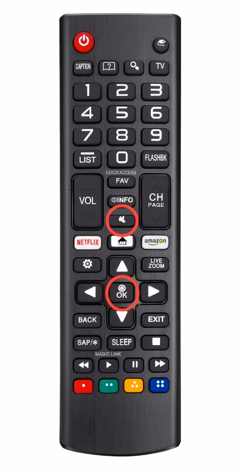 Reset buttons on the LG standard remote
