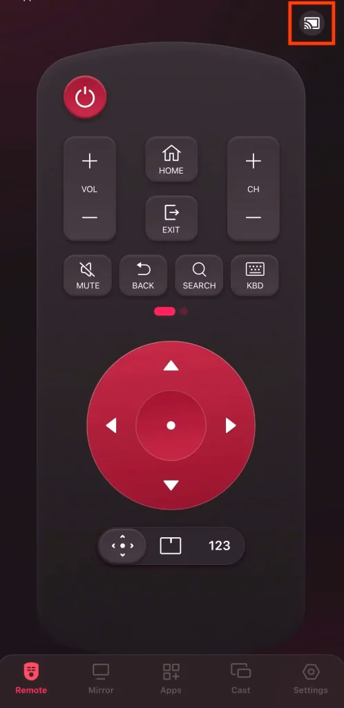 Paired LG remote app